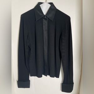 valerie separates Black Sweater With Satin Like Collar And Cuffs